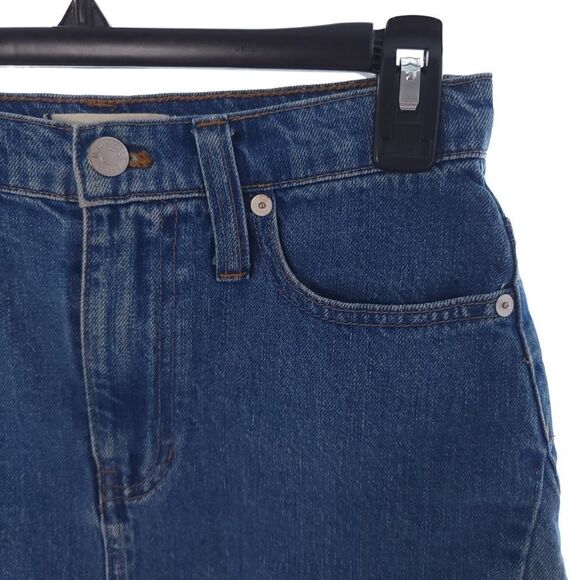 Madewell Rigid Denim A-Line Mini Skirt: Pieced Edition J0555 Women's 24 Raw Hem - Picture 2 of 8